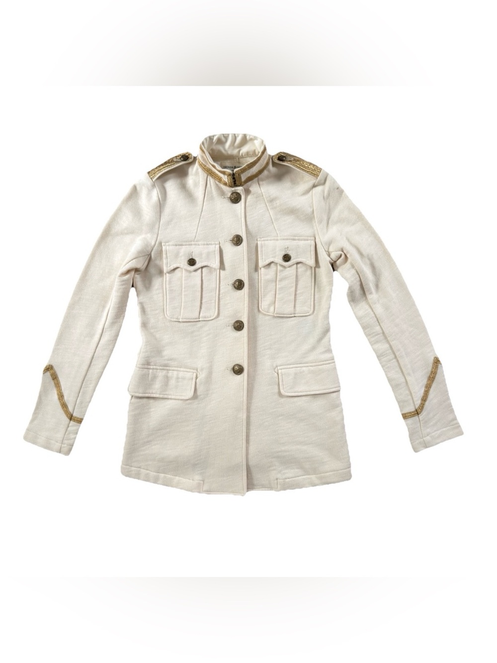 Denim & Supply Ralph Lauren Women’s Military Officer Band Jacket Cream Gold XS